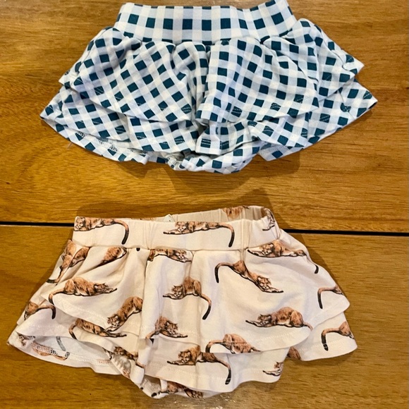 Kate Quinn Ruffle Butt Bloomers Bamboo Leopard and picnic blue shorts Summer lot - Picture 6 of 6